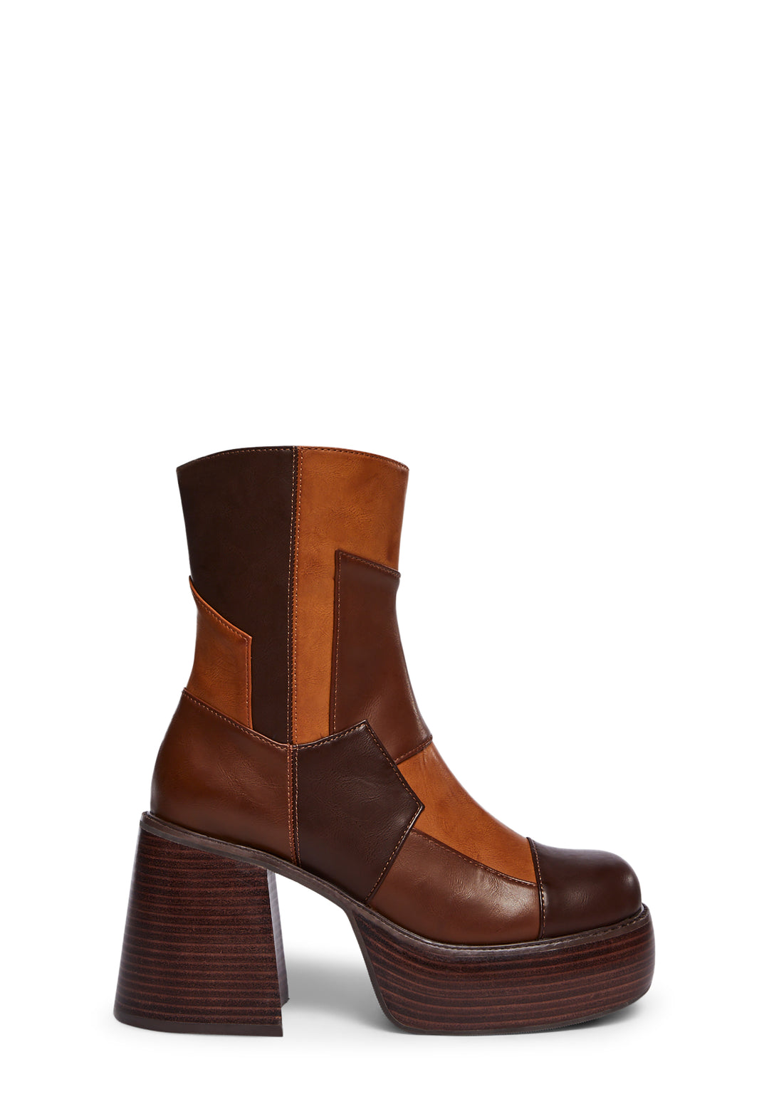Delia's Patchwork Ankle Boots - Brown