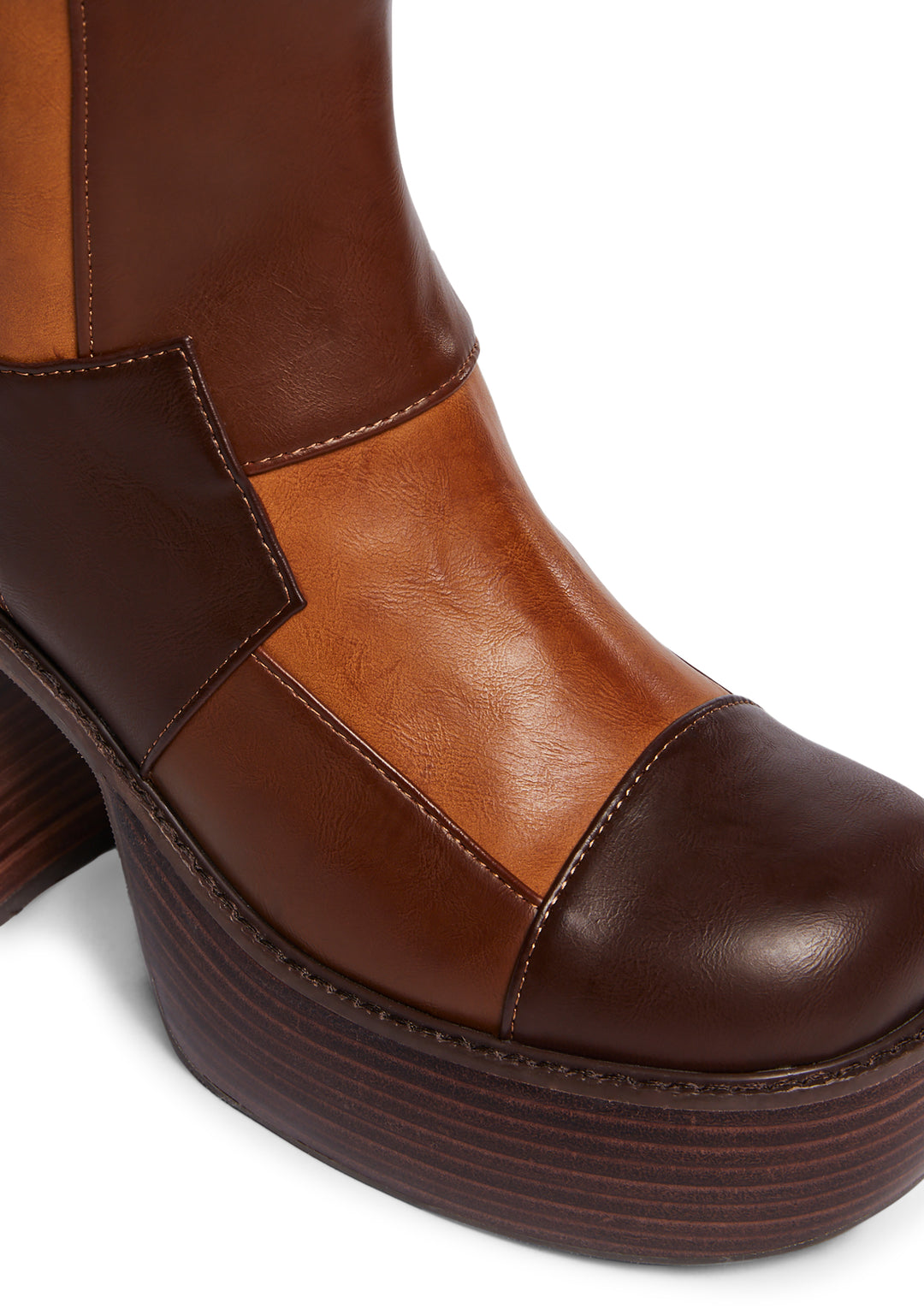 Delia's Patchwork Ankle Boots - Brown - Image 2