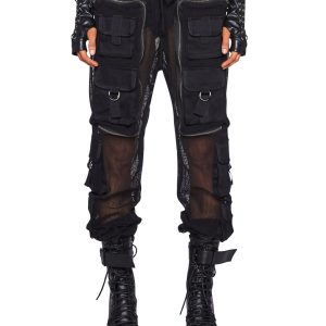 Club Exx Burning Man Fishnet Cargo Pants - Black