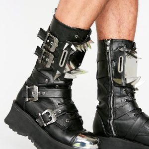 Mad Max Mens Spike Chrome Platform Boots
