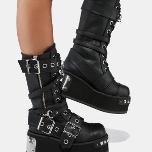 Trashville-250 Unisex Platform Mid-Calf Boots