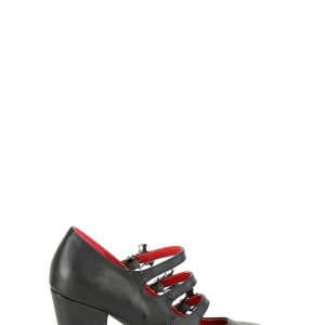 Demonia Vivika 38 Mary Jane Heels With Bat Buckles - Black Vegan Leather